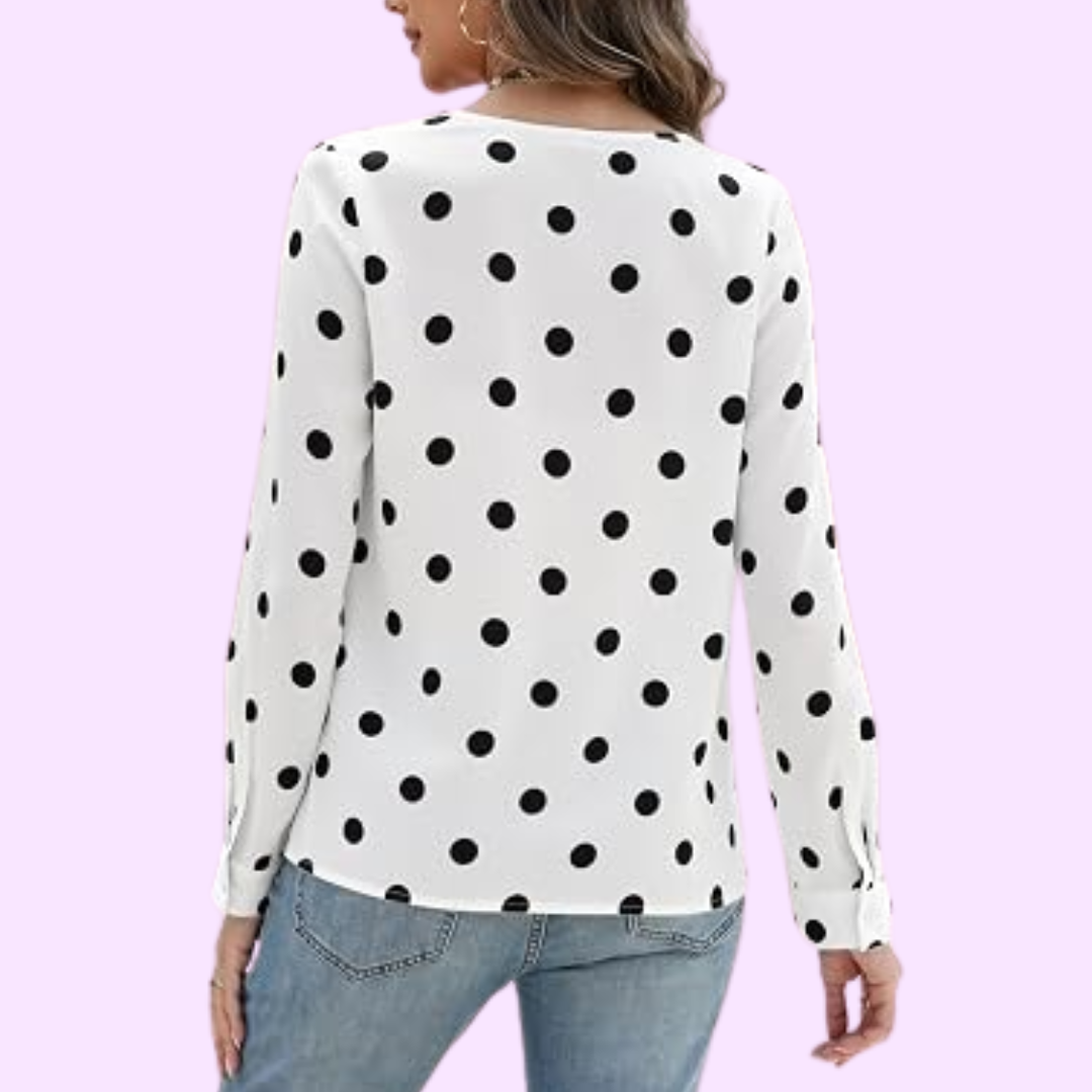 Klara - Vit Prickig Blus